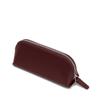 Leatherology Bordeaux Travel Makeup Pouch  Full Grain Leather Cosmetic Bag with Structured Body & Zip Closure  Compact Organizer for Daily or Travel Use view 3