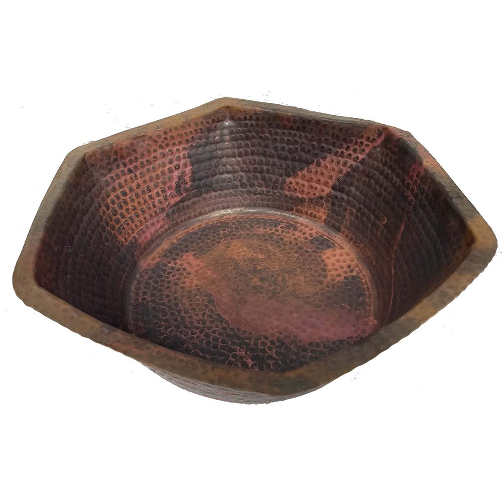 Portable Rustic Hexagon Copper Foot Pedicure Bowl