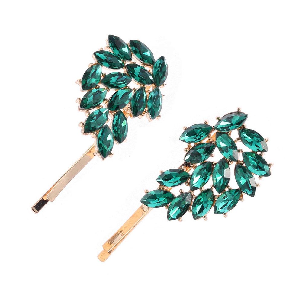 2PCS Women Lady Rhinestone Hair Clips Wing Graphics Hairpin Side Clip Bobby Pin Hair Accessories (Blue)