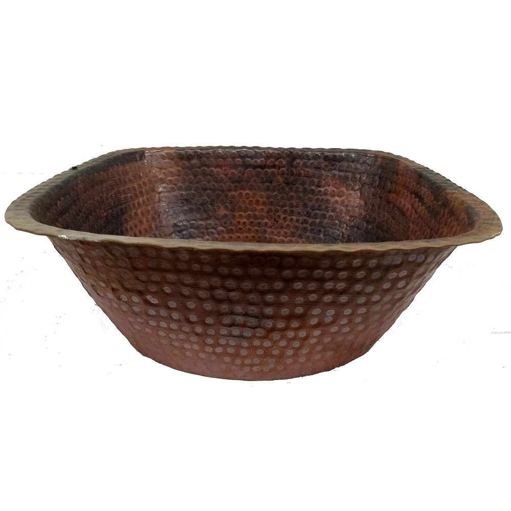 Rustic Square Copper Foot Wash Soaking Therapy Pedicure Bowl Garden Planter Fountain