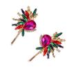 2PCS Ladies Elegant Flower Hair Pin Rhinestone Bobby Pins Crystal Hair Clips Barrette Hair Clip Hair Accessory (Colorful) view 1