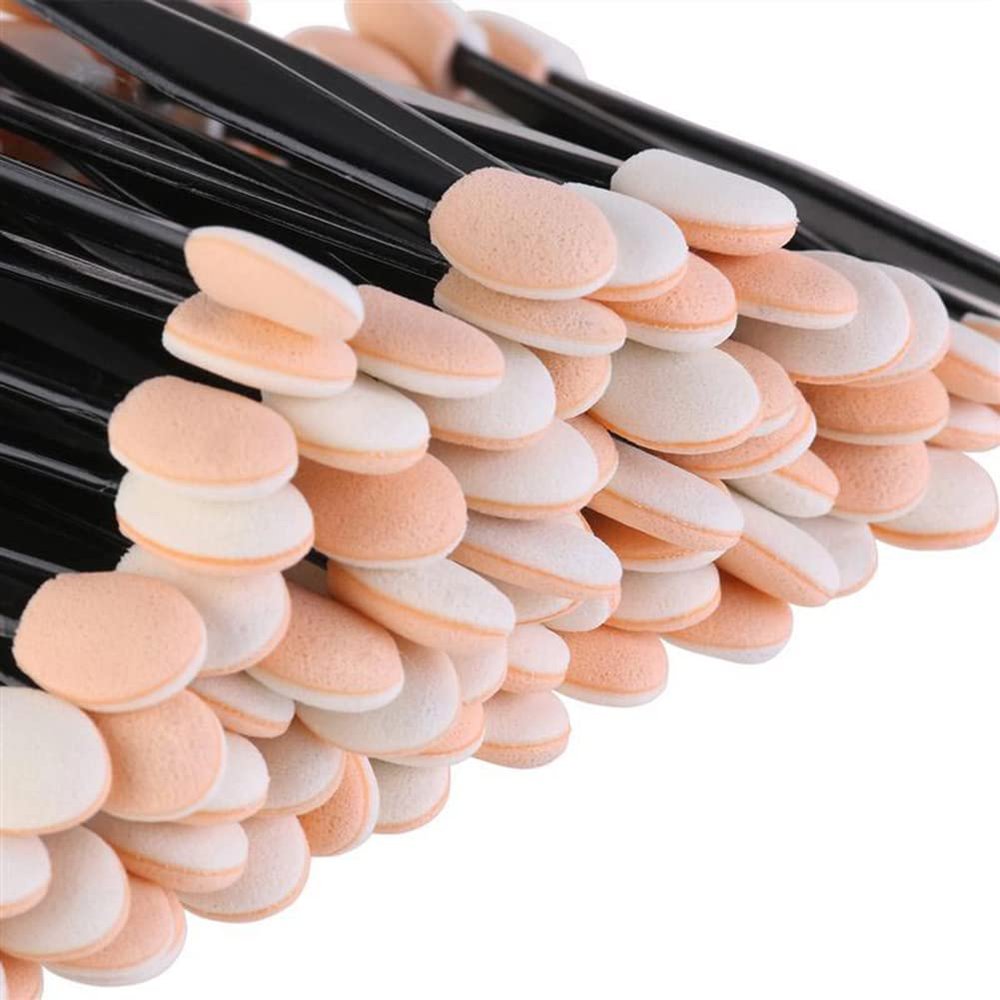 AKOAK 100 Pcs Soft Latex Sponge Eye Shadow Stick Double-sided Disposable Eye Shadow Brush, Nail Decorative Glitter Brush, Eye Makeup Tools