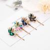 2PCS Women Luxury Crystal Bobby Pins Hair Clips Rhinestone Hair Pins Styling Hairdressing Headwear Hair Accessories (Green) view 3