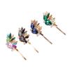 2PCS Women Luxury Crystal Bobby Pins Hair Clips Rhinestone Hair Pins Styling Hairdressing Headwear Hair Accessories (Green) view 4