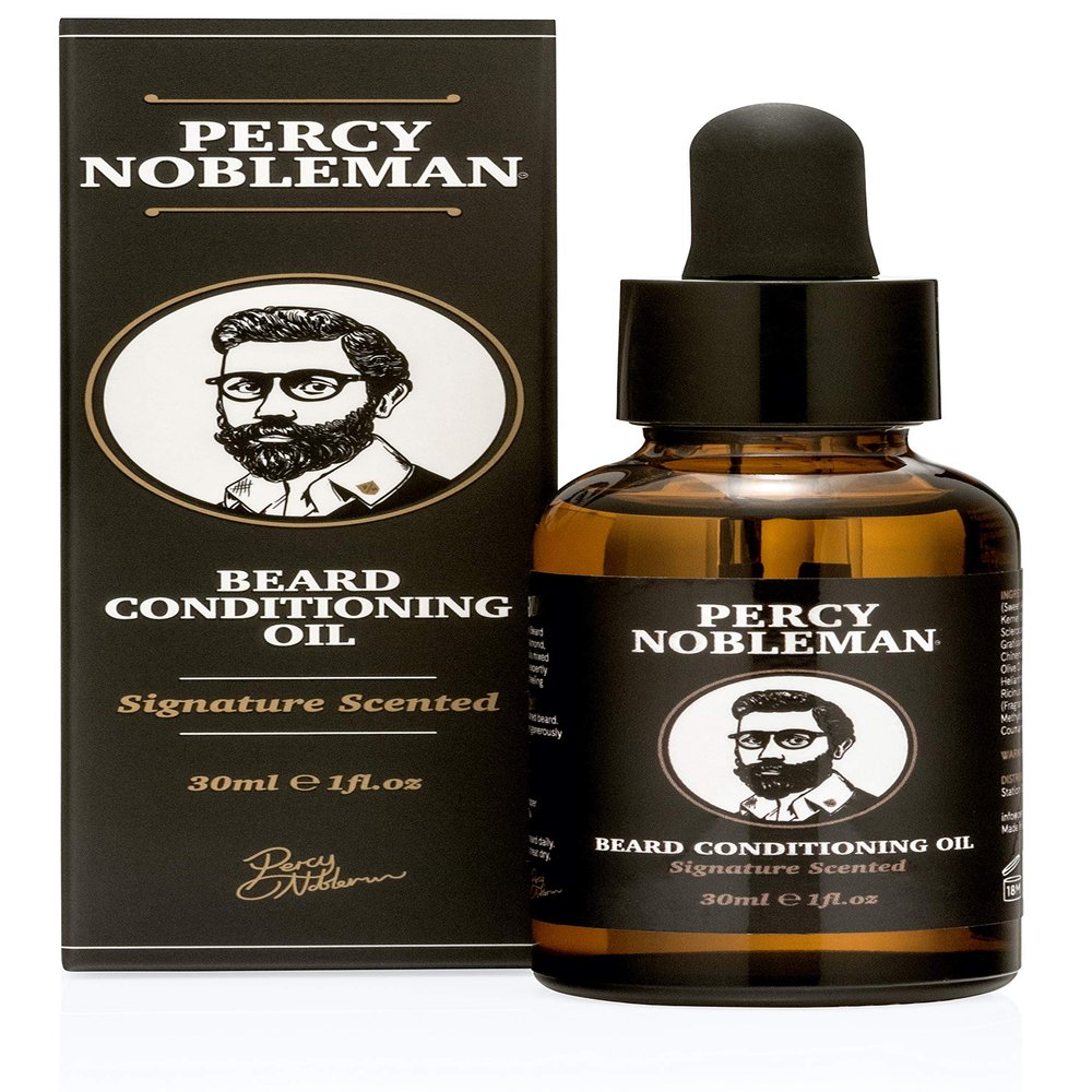 Percy Nobleman Beard Oil 99% Naturally Derived Signature Scented Blend. Beard Conditioning Oil With a Special Mixture of Quality Ingredients that Softens and Conditions your Facial Hair - 1 Fl Oz