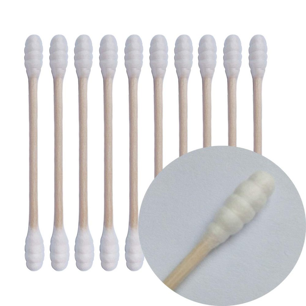 800pcs Natural Wood Stick Cotton Swabs - Double Spiral Cotton tips with Sturdy Handle - Multipurpose