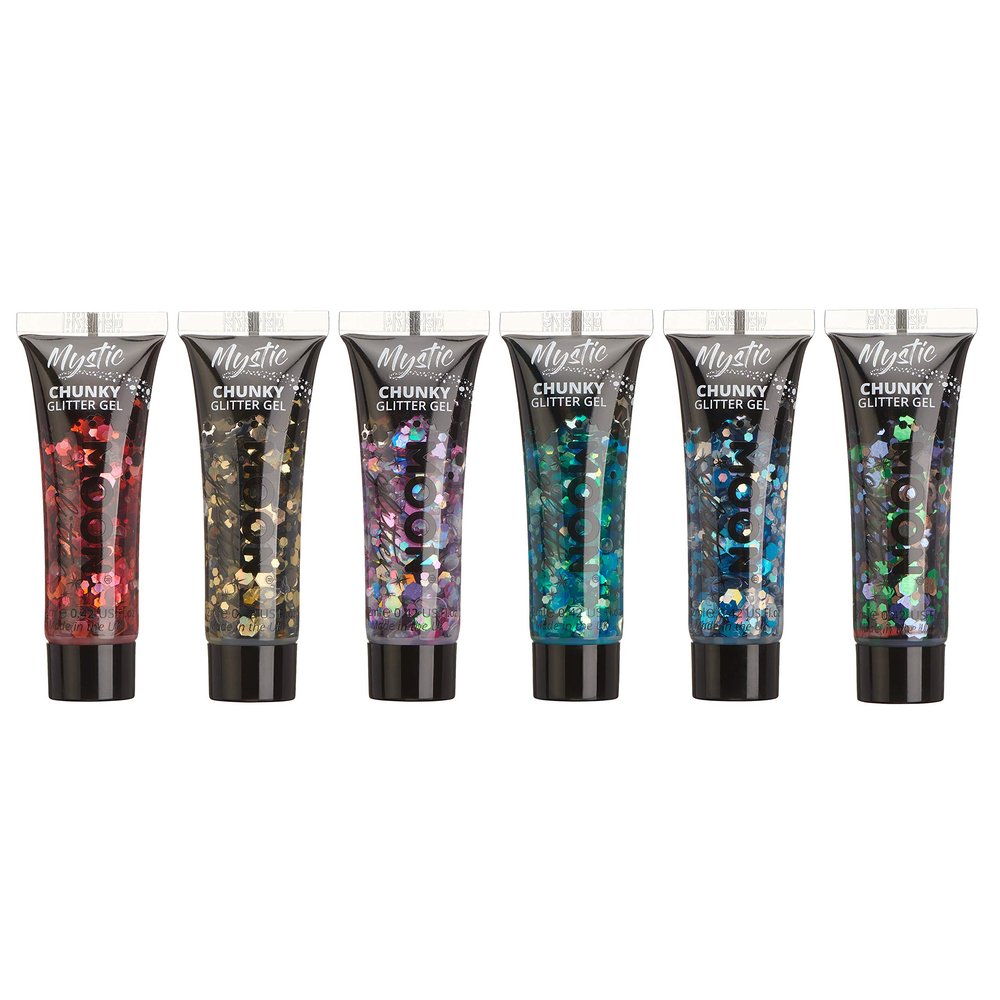 Mystic Chunky Glitter Gel by Moon Glitter - 0.40fl oz - Set of 6 - Glitter Face Paint