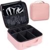 Bvser Travel Makeup Case, PU Leather Portable Organizer Makeup Train Case Makeup Bag Cosmetic Case with Adjustable Dividers for Cosmetics Makeup Brushes Women (Pink) view 1