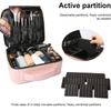 Bvser Travel Makeup Case, PU Leather Portable Organizer Makeup Train Case Makeup Bag Cosmetic Case with Adjustable Dividers for Cosmetics Makeup Brushes Women (Pink) view 4