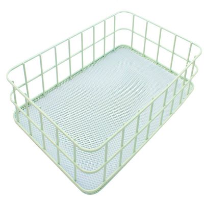 Duffire Wrought Iron Storage Basket, Cosmetic Storage Basket, Grid Basket Kitchen Rack, Skin Care Storage Box, L