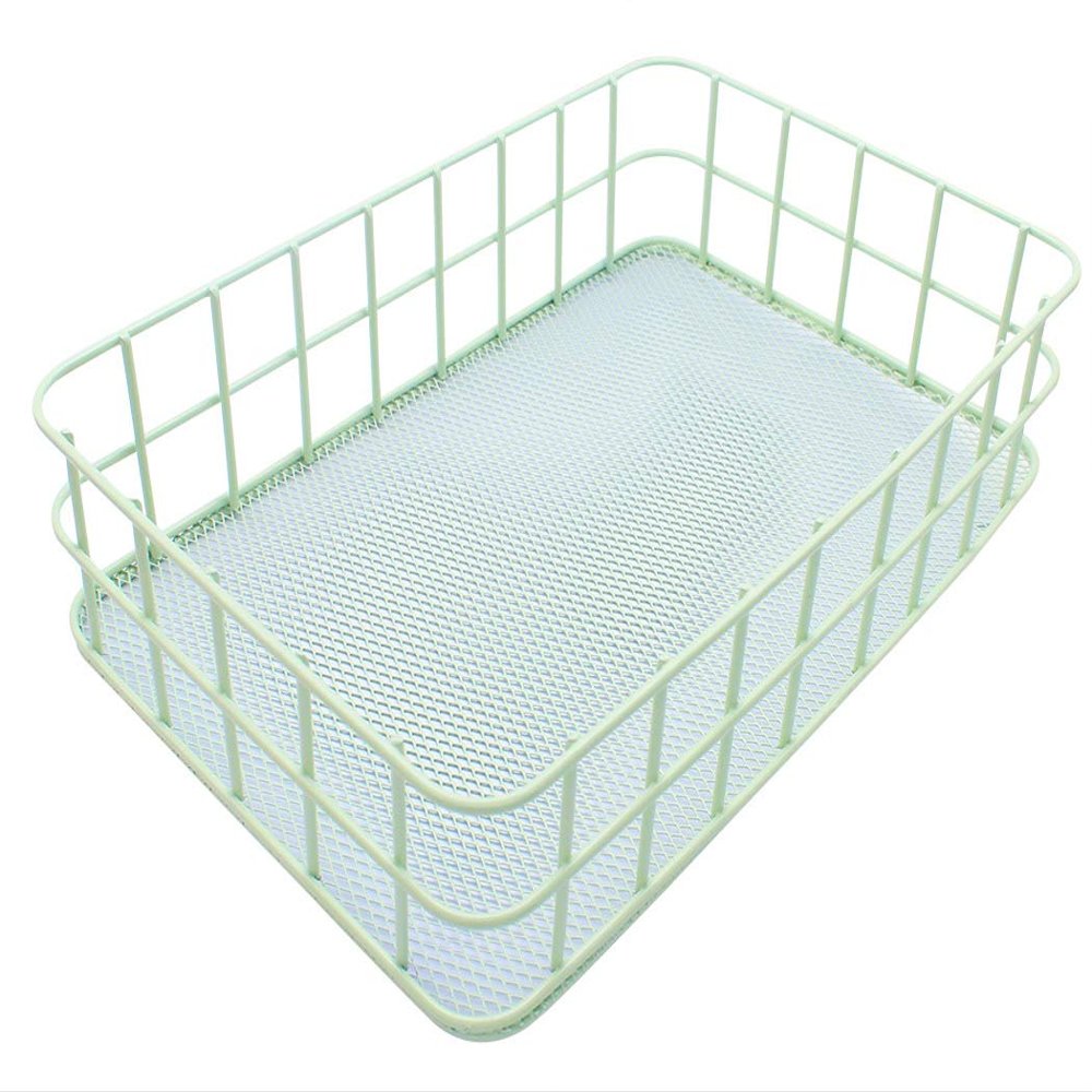 Duffire Wrought Iron Storage Basket, Cosmetic Storage Basket, Grid Basket Kitchen Rack, Skin Care Storage Box, L