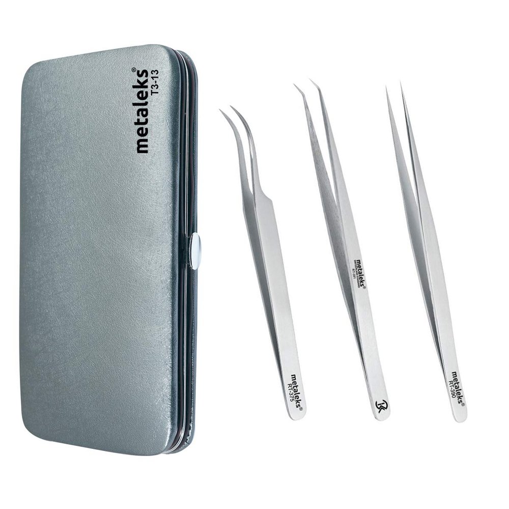 3 Pcs Russian Volume Japanese Stainless Steel Tweezers for Eyelash Extension (Matt Finish)