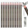 12 Piece Dark Brown Colour Waterproof Eyebrows Pencil Tattoo Makeup And Microblading Supplies Kit-Permanent Eye Brow Liners In Waterproof Eyebrow Pencils Peel - Brow Pencil Set For Marking(Dark Brown) view 1