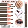 12 Piece Dark Brown Colour Waterproof Eyebrows Pencil Tattoo Makeup And Microblading Supplies Kit-Permanent Eye Brow Liners In Waterproof Eyebrow Pencils Peel - Brow Pencil Set For Marking(Dark Brown) view 4