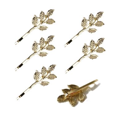 AKOAK 6 Pcs Golden Olive Branch Hairpins Gorgeous Hair Accessories for Bride Wedding and Daily Wear