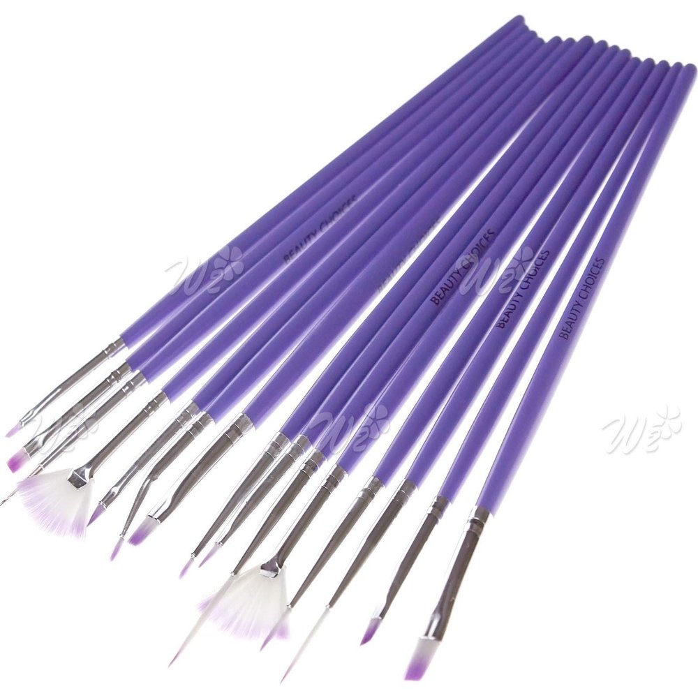 Beauty Choices 15 Pieces Nail Art Design Brush Set Painting Pen Purple