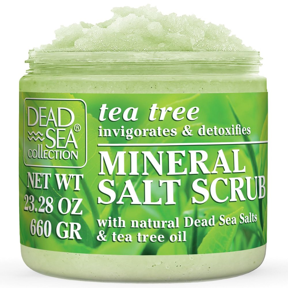 Dead Sea Collection Tea Tree Salt Scrub  Exfoliating Body Scrub for Women  Moisturizing and Nourishing Skin  with Pure Oils and Dead Sea Minerals (23.28 Oz)