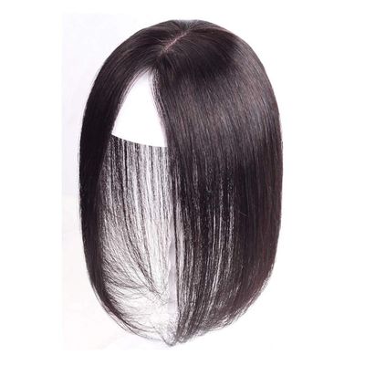 3" x 4.7" Silk Base Clip in Human Hair Forehead Topper, Wigelt Hairpieces for Women with Thinning Hair, 10" Light Brown