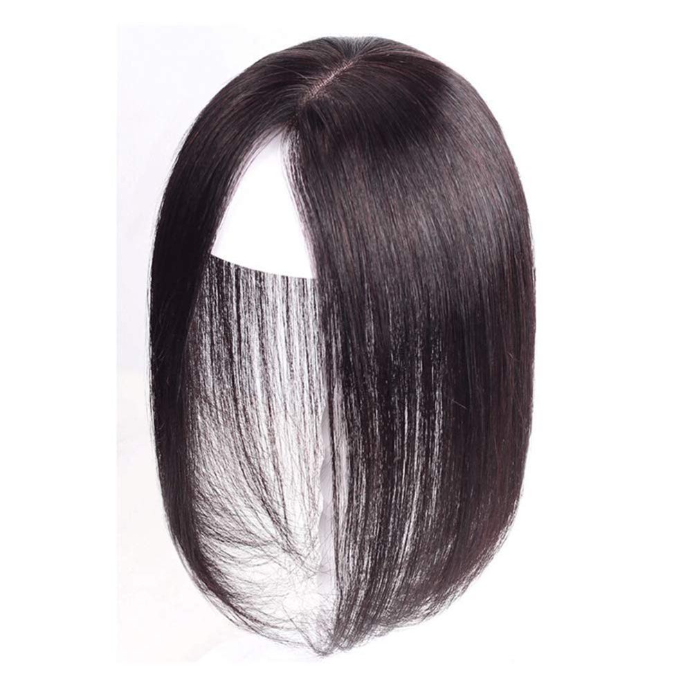 3" x 4.7" Silk Base Clip in Human Hair Forehead Topper, Wigelt Hairpieces for Women with Thinning Hair, 10" Light Brown