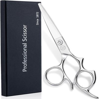Moontay 5.5" Hair Cutting Shears with Large Finger Holes, Professional Barber Stylist Scissors, Salon Hair Cutting Scissors, 440C Japanese Stainless Steel, Silver