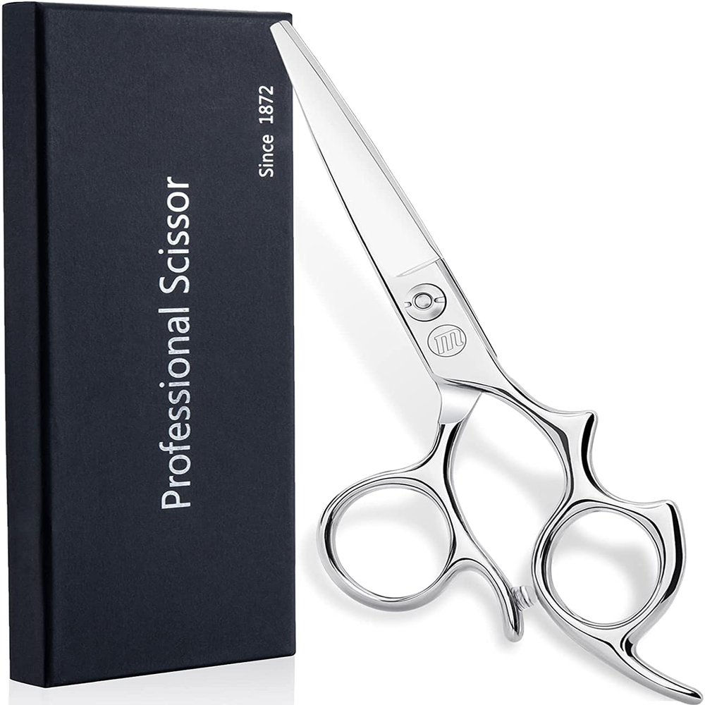 Moontay 5.5" Hair Cutting Shears with Large Finger Holes, Professional Barber Stylist Scissors, Salon Hair Cutting Scissors, 440C Japanese Stainless Steel, Silver