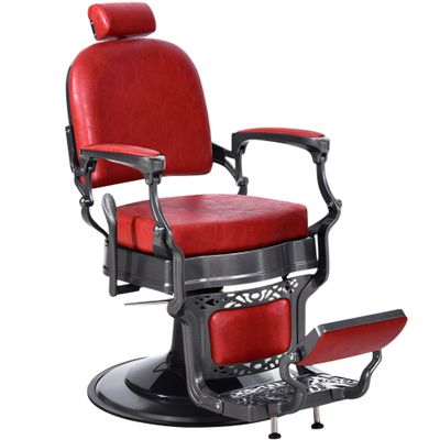 BarberPub Heavy Duty Vintage Barber Chair All Purpose Hydraulic Recline Salon Beauty Spa Equipment 3850 (Red)