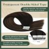 Ugeat Dark Brown Tape in Hair Extensions for Women Tape ins Real Remy Human Hair Balayage Seamless Invisible Dark Brown Mix Medium Brown Straight Long Natural for Girl Party Wear 22 Inch 50G 20Pcs view 3