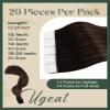 Ugeat Dark Brown Tape in Hair Extensions for Women Tape ins Real Remy Human Hair Balayage Seamless Invisible Dark Brown Mix Medium Brown Straight Long Natural for Girl Party Wear 22 Inch 50G 20Pcs view 4
