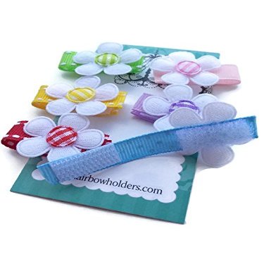 No Metal Clip HAIR BOWS with soft self fasteners for Baby Girl - BEST BABY GIFT Small Mini Bow Flowers Petals Lavender Yellow Green Pink Blue Red newborn cute bows soft Rubber Bands Hair Ties included