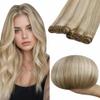 RUNATURE Weft Hair Extensions Human Hair,16 Inch Blonde Sew in Hair Extensions Real Human Hair, Straight Thick Sew in Human Hair Weft Extensions #8P60 100g view 1