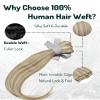 RUNATURE Weft Hair Extensions Human Hair,16 Inch Blonde Sew in Hair Extensions Real Human Hair, Straight Thick Sew in Human Hair Weft Extensions #8P60 100g view 4