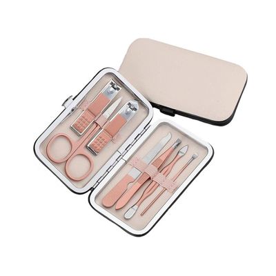 AKOAK Manicure Set Nail Clippers Set and Eyebrows Care Tools Stainless Steel Travel Personal Care Set of 7 Pieces,Rose Gold