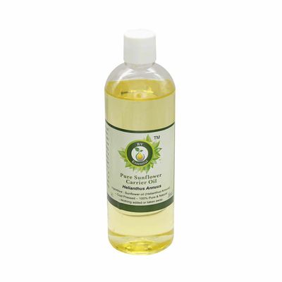 R V Essential Sunflower Oil | Helianthus Annuus | Sunflower Seed Oil | For Hair | For Cooking | For Body | For Face | Unrefined | 100% Pure Natural | Cold Pressed | 100ml | 3.38oz