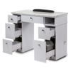 MAYAKOBA Sonoma Manicure Table, Nail Station for Beauty Salon Furniture & Equipment, Marble Top & 1UV Hole, Modern White/Silver view 1