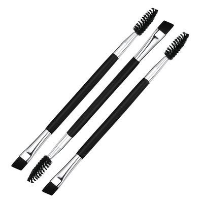 AKOAK 3 Pcs Portable Double-headed Eyebrow Brush, Eyelash Brush, Angled Eyebrow Powder Brush/Spiral Brush, Beauty Tool Eye Makeup Brush