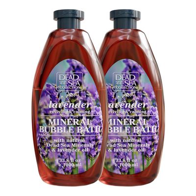 Dead Sea Collection Bubble Bath with Lavender for Women and Men - Lavender Oil and Pure Dead Sea Minerals - Nourishing and Moisturizing Skin - Pack of 2 (67.6 fl.oz)