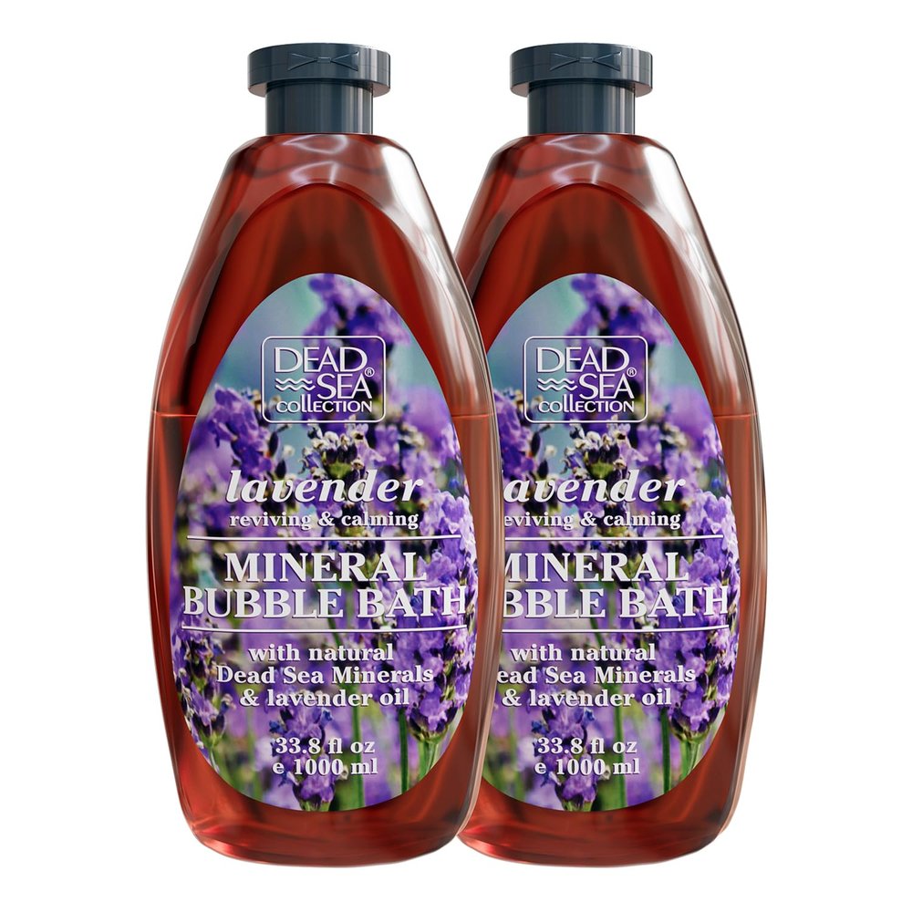 Dead Sea Collection Bubble Bath with Lavender for Women and Men - Lavender Oil and Pure Dead Sea Minerals - Nourishing and Moisturizing Skin - Pack of 2 (67.6 fl.oz)