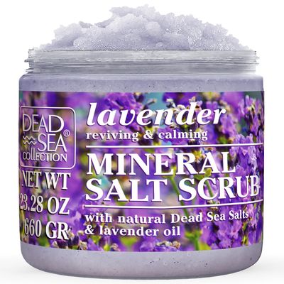Dead Sea Collection Lavender Salt Scrub  Exfoliating Body Scrub for Women  Moisturizing and Nourishing Skin  with Pure Oils and Dead Sea Minerals (23.28 Oz)