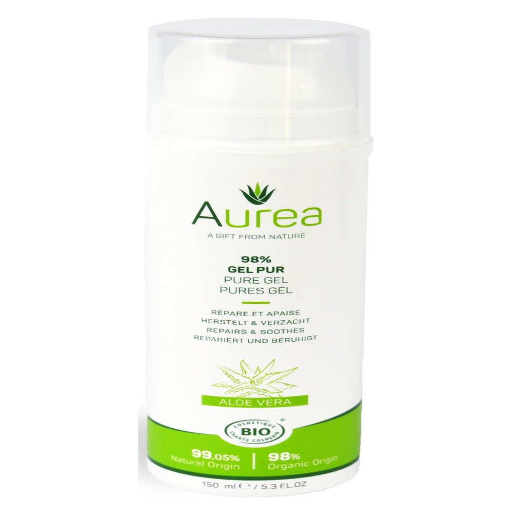 Aurea Aloe Vera Pure Gel - Naturally Cleansing And Hypoallergenic - Soothing And Healing Properties - Removes Dead Cells And Restores Skin - Ideal For Redness And Skin Irritations - 5.3 Oz