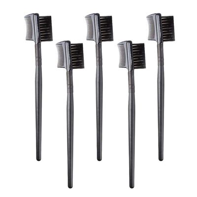 AKOAK 5 Pcs Dual-purpose Double-head Eyelash Comb and Eyebrow Brush Comb, Eyebrow Modification and Eyelash Extension Beauty Makeup Tool, Black