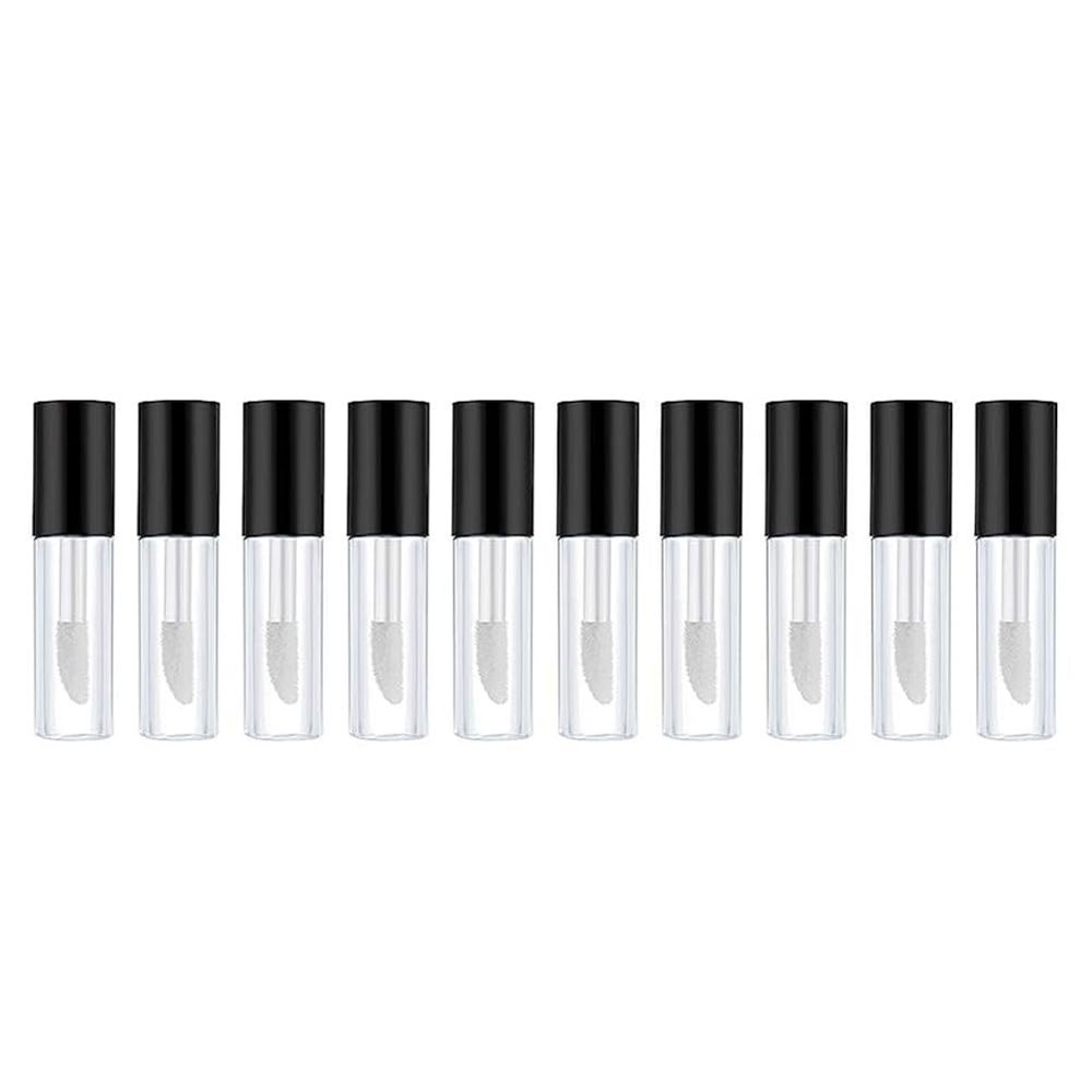 AKOAK 10 Pcs 0.8ml Empty Transparent Plastic Lip Glaze Bottle, DIY Homemade Mini Lipstick Lip Glaze Sample Bottle, Reusable, Portable Makeup Tool Accessories