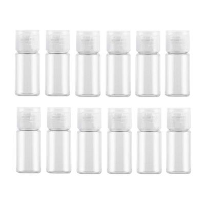 10ml Clear Plastic Squeeze Bottle with Flip Cap - Empty Refill Cosmetic Perfume Makeup Water Cleanser Shower Gel Emulsion Lotion Liquid Sample Container Pack of 12 (Clear Cap)