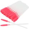 100 Pcs Silicone Mascara Wands Disposable Eyelash Brushes for Extensions Lash Applicators Makeup Tool Kit (Clear Handle/Deep Pink Brush Head) view 1