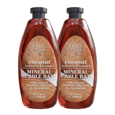 Dead Sea Collection Bubble Bath with Coconut for Women and Men - Coconut Oil and Pure Dead Sea Minerals - Nourishing and Moisturizing Skin - Pack of 2 (67.6 fl.oz)