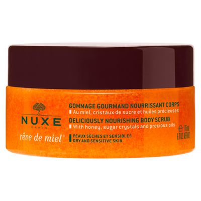 NUXE Rve de Miel Nourishing Skin Exfoliator Body Scrub With Honey Sugar Crystals and Shea Butter for Dry, Sensitive Skin, 6.7 Fl Oz