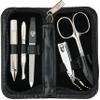 3 Swords Germany - brand quality 5 piece manicure pedicure grooming kit set for professional finger & toe nail care with synthetic leather case black - Made in Germany view 1