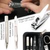 3 Swords Germany - brand quality 5 piece manicure pedicure grooming kit set for professional finger & toe nail care with synthetic leather case black - Made in Germany view 3