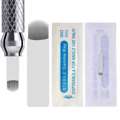 30Pcs Disposable Eyebrow Microblading Needles,Lip Tattooing Microblades Permanent Makeup Blades for Single Use Only (18U) white