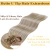 Hetto Utip Hair Extensions Human Hair Blonde K Tip Hair Extensions Human Hair Higilight Ash Blonde with Bleach Blonde Ktips Hair Extension Real Human Hair for Women Silky Straight 18 Inch 50g 50s view 4