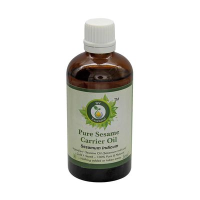 R V Essential Pure Sesame Carrier Oil 15ml (0.507oz)- Sesamum Indicum (100% Pure and Natural Cold Pressed)